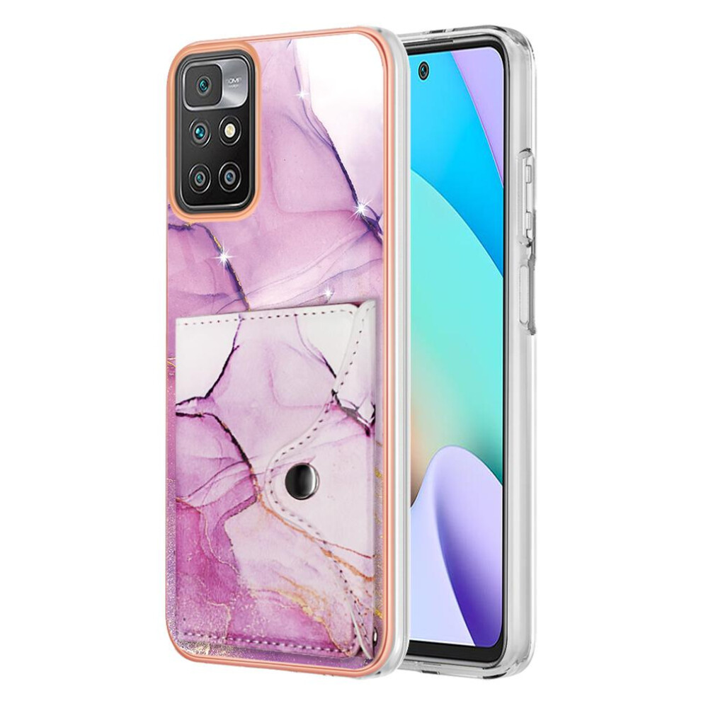 (Rose ) Case For Xiaomi Mi 10 4G Card Slots Marble Soft Tpu Bumper Slim Wallet Red 764762741952