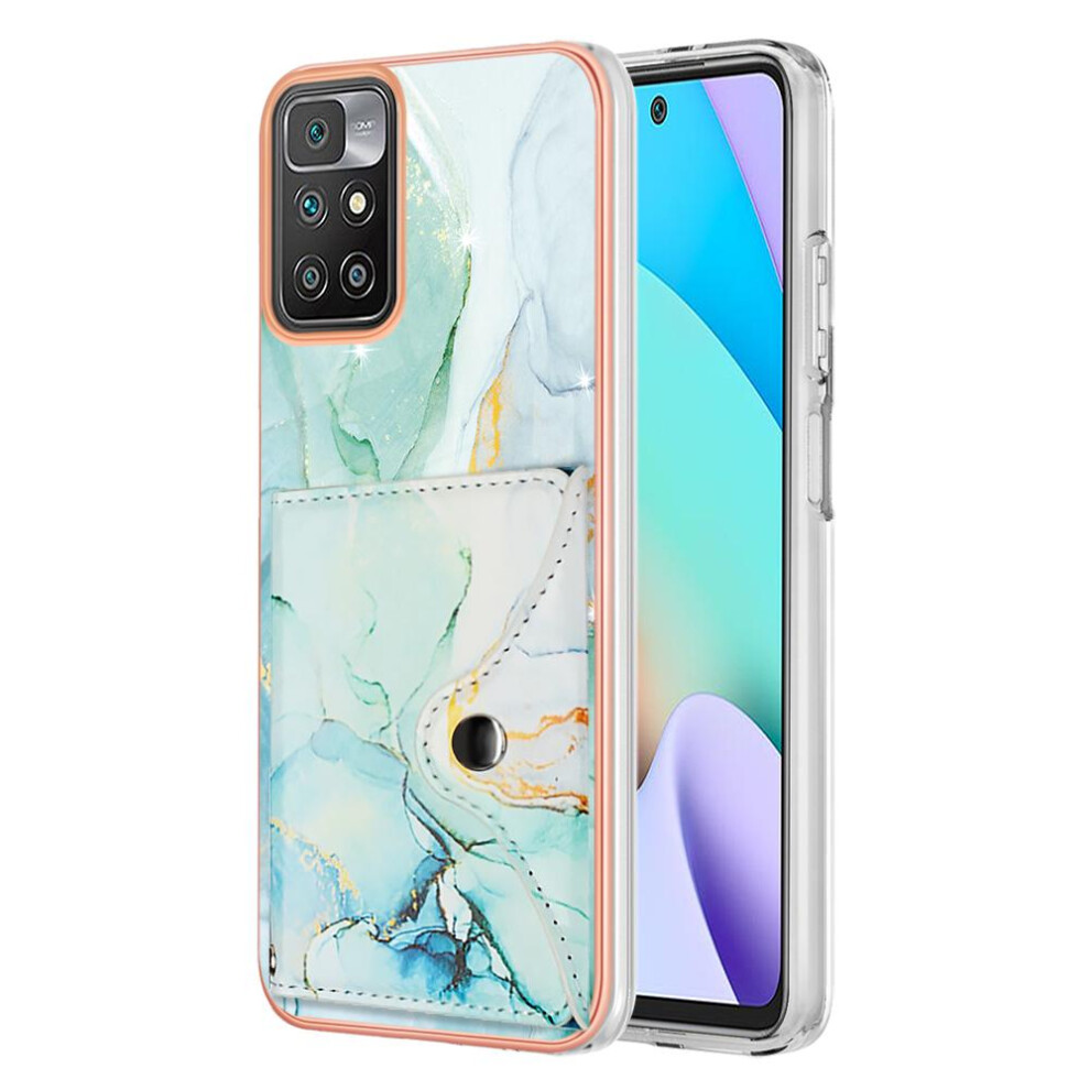 (Green) Case For Xiaomi Redmi 10 4G Card Slots Marble Soft Tpu Bumper Slim Wallet Green 764762741983