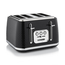 Swan ST19025BLK Elegance 4-Slice Toaster - 7 Browning Levels, Defrost & Reheat, Anti-Jam, Cord Storage, 21000W, Black