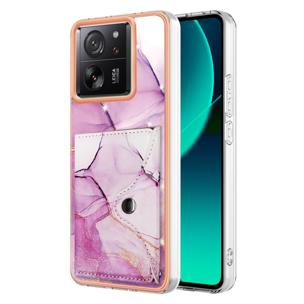 (Rose ) Case For Xiaomi 13T/13T Pro 5G Soft Tpu Bumper Marble Slim Wallet Card Slots Red 764762742355
