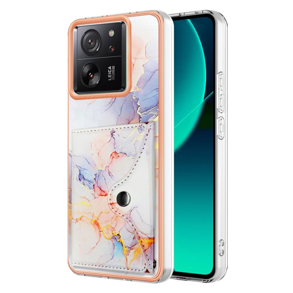 (White) Case For Xiaomi 13T/13T Pro 5G Soft Tpu Bumper Marble Slim Wallet Card Slots White 764762742348