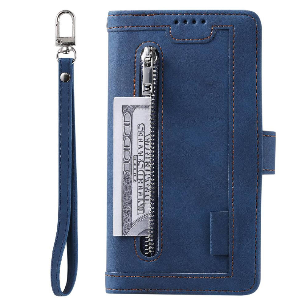 (Blue) Flip Case For Samsung Galaxy A71 5G Pu Leather Kickstand 9 Card Slots Wallet Lanyard Blue 764762742485