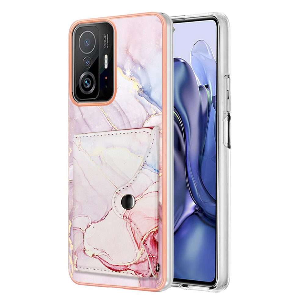 (Pink) Case For Xiaomi 11T/11T Pro 5G Soft Tpu Bumper Marble Slim Wallet Card Slots Pink 764762742546