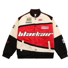 (Medium) Men's Vintage Racing Jacket Motorcycle Jacket Blackair Moto Varsity Jacket Oversized Unisex Streetwear Jacket