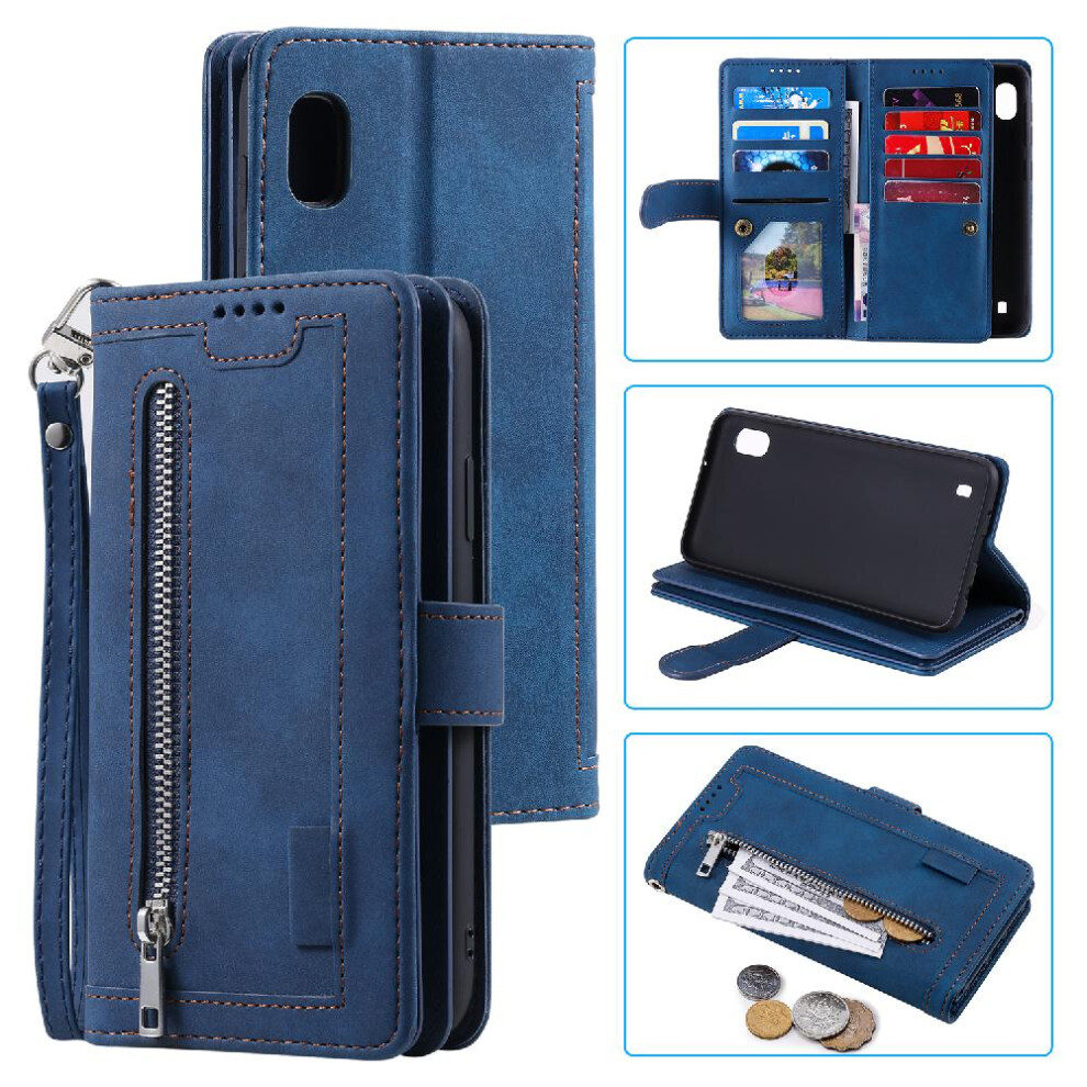 (Blue) Flip Case For Samsung Galaxy A10/M10 Wallet Pu Leather Lanyard Kickstand 9 Card Slots Blue 764762743338