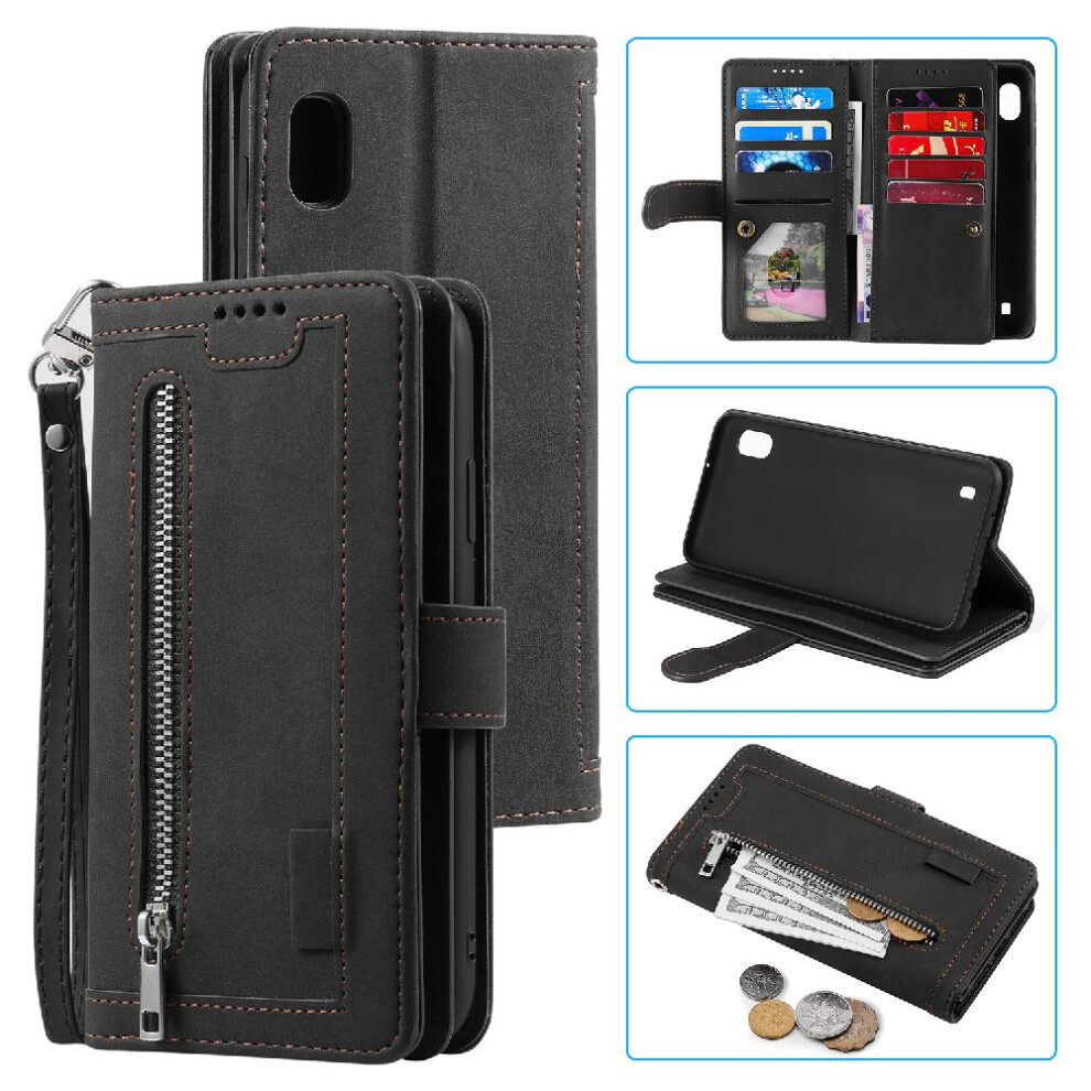(Black) Flip Case For Samsung Galaxy A10/M10 Wallet Pu Leather Lanyard Kickstand 9 Card Slots Black 764762743345