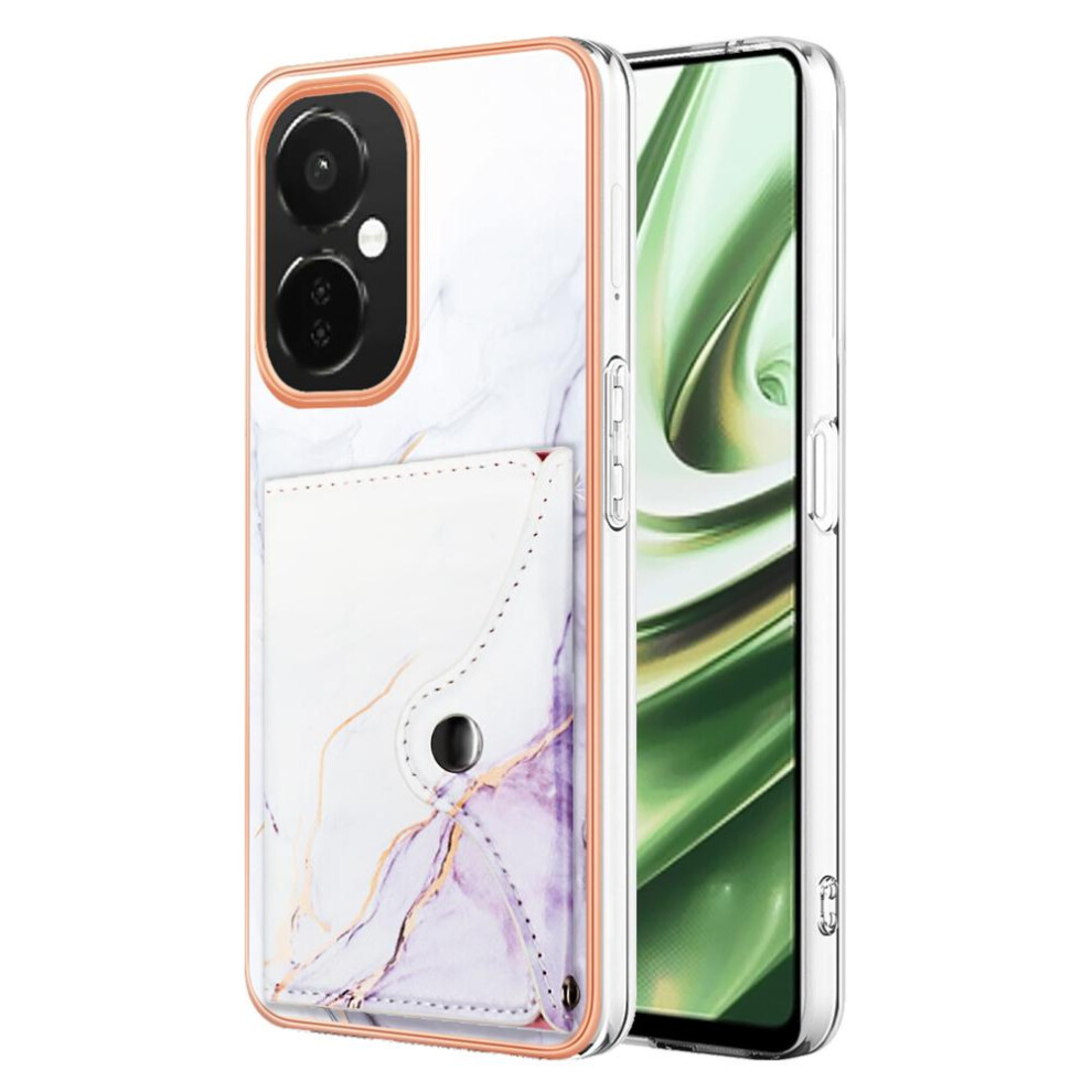 (Purple) Case For Oneplus Nord N30 Card Slots Soft Tpu Bumper Marble Slim Wallet Purple 764762744663