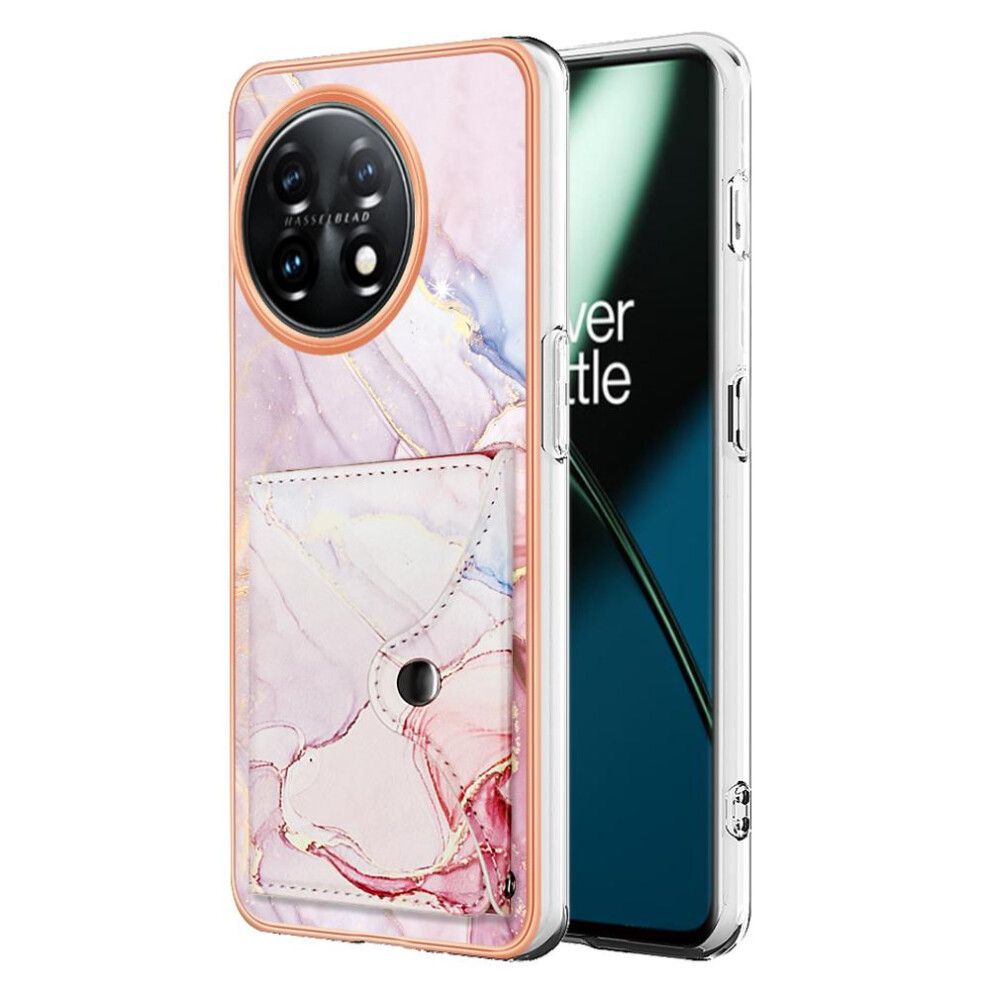 (Pink) Case For Oneplus 11 5G Card Slots Marble Soft Tpu Bumper Slim Wallet Pink 764762744885