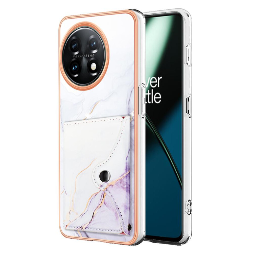(Purple) Case For Oneplus 11 5G Card Slots Marble Soft Tpu Bumper Slim Wallet Purple 764762744892
