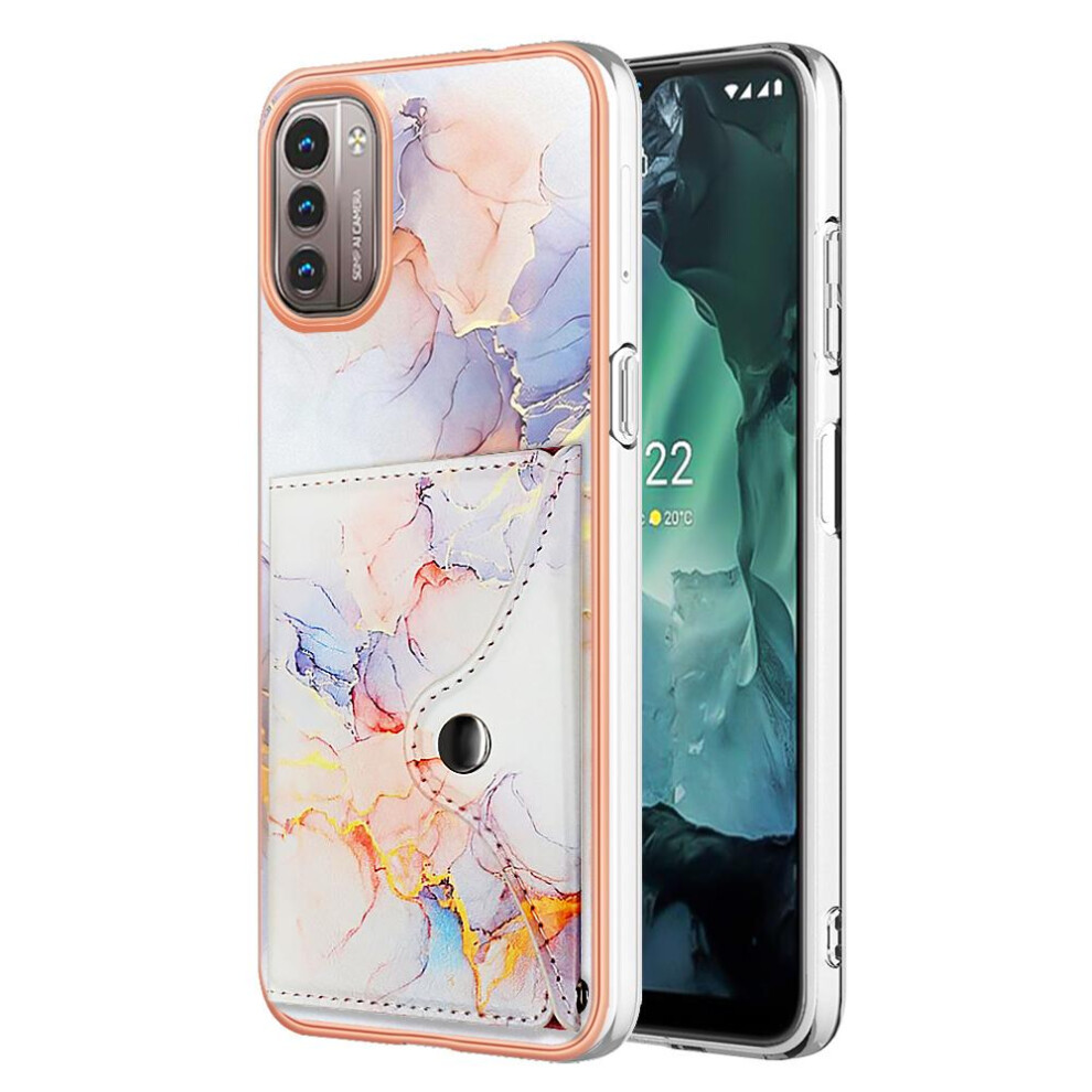 (White) Case For Nokia G21/G11 Slim Wallet Soft Tpu Bumper Marble Card Slots White 764762744977
