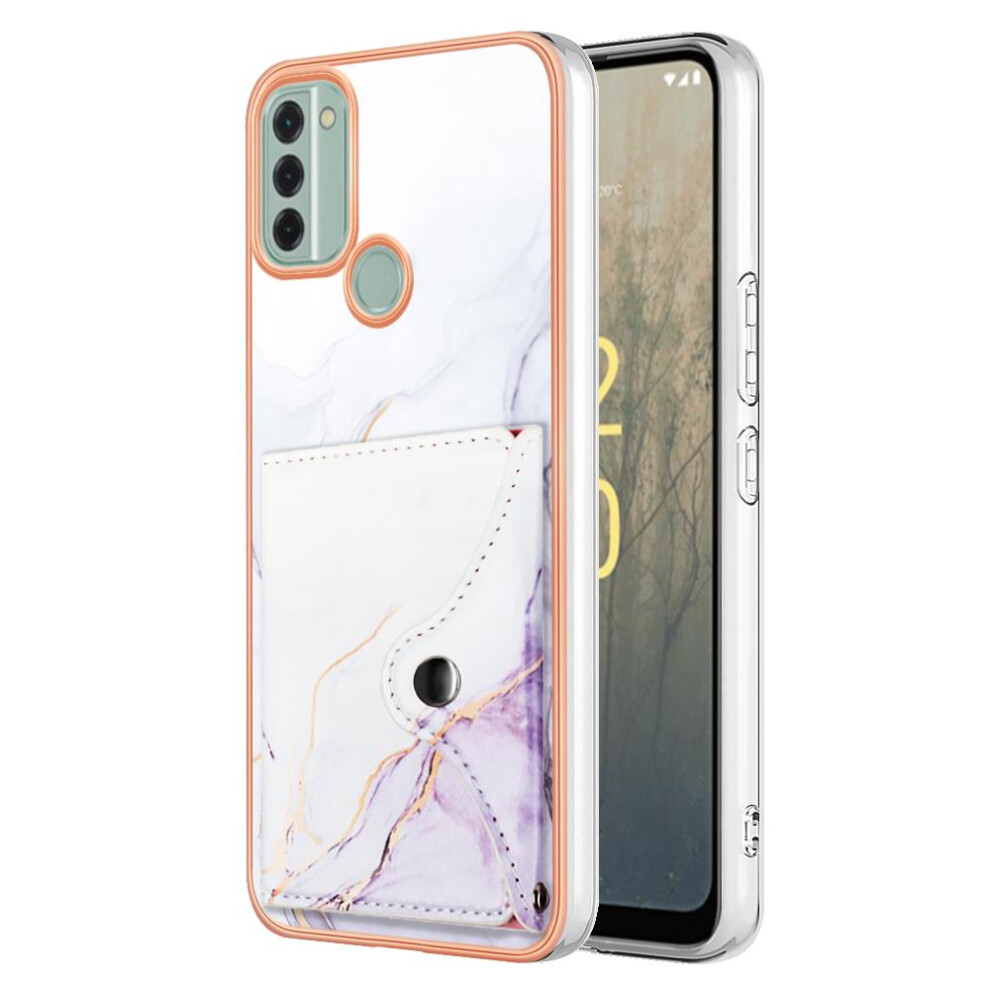 (Purple) Case For Nokia C31 Marble Card Slots Slim Wallet Soft Tpu Bumper Purple 764762745103