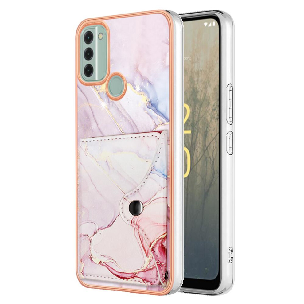 (Pink) Case For Nokia C31 Marble Card Slots Slim Wallet Soft Tpu Bumper Pink 764762745097