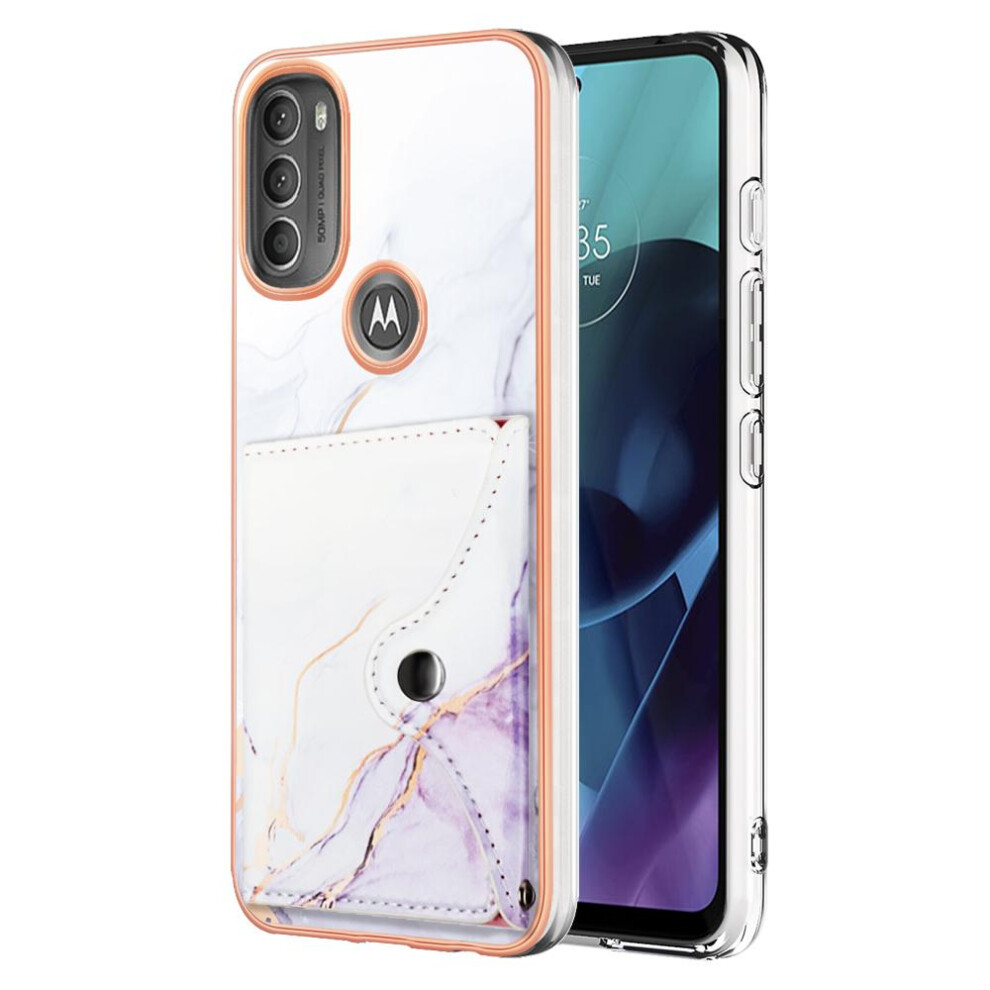 (Purple) Case For Motorola Moto G71 5G Slim Wallet Marble Card Slots Soft Tpu Bumper Purple 764762745301