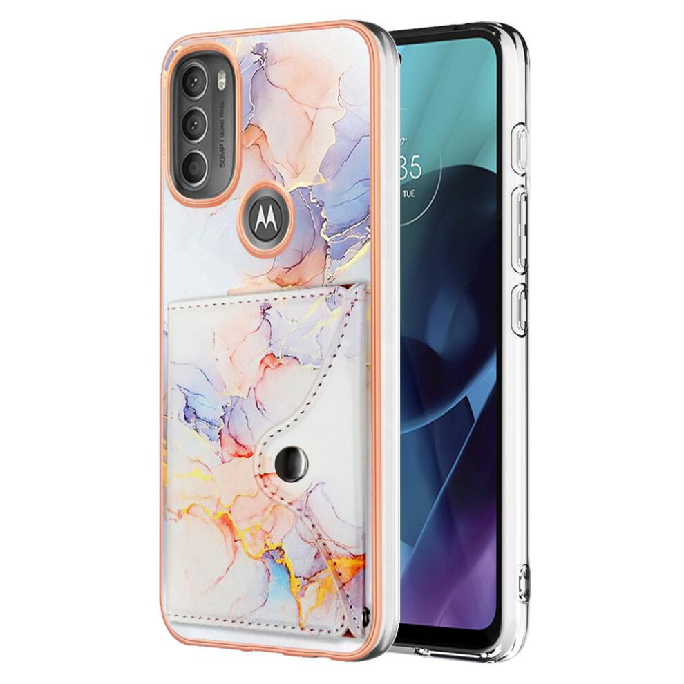 (White) Case For Motorola Moto G71 5G Slim Wallet Marble Card Slots Soft Tpu Bumper White 764762745271