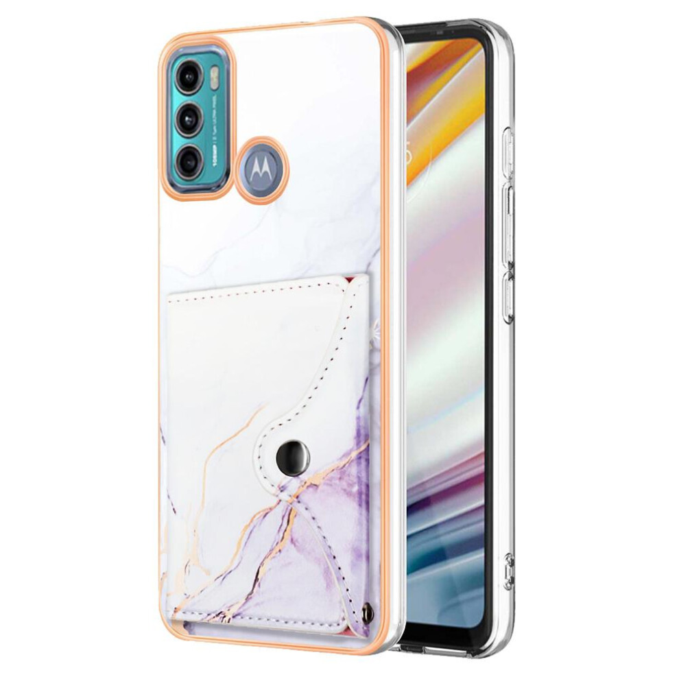 (Purple) Case For Motorola Moto G40 Fusion/G60 Soft Tpu Bumper Slim Wallet Card Slots Marble Purple 764762745356
