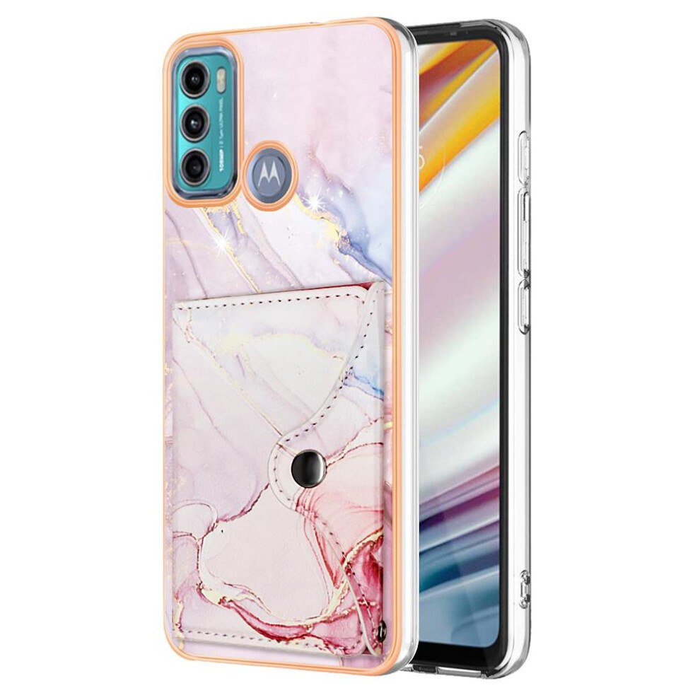 (Pink) Case For Motorola Moto G40 Fusion/G60 Soft Tpu Bumper Slim Wallet Card Slots Marble Pink 764762745349