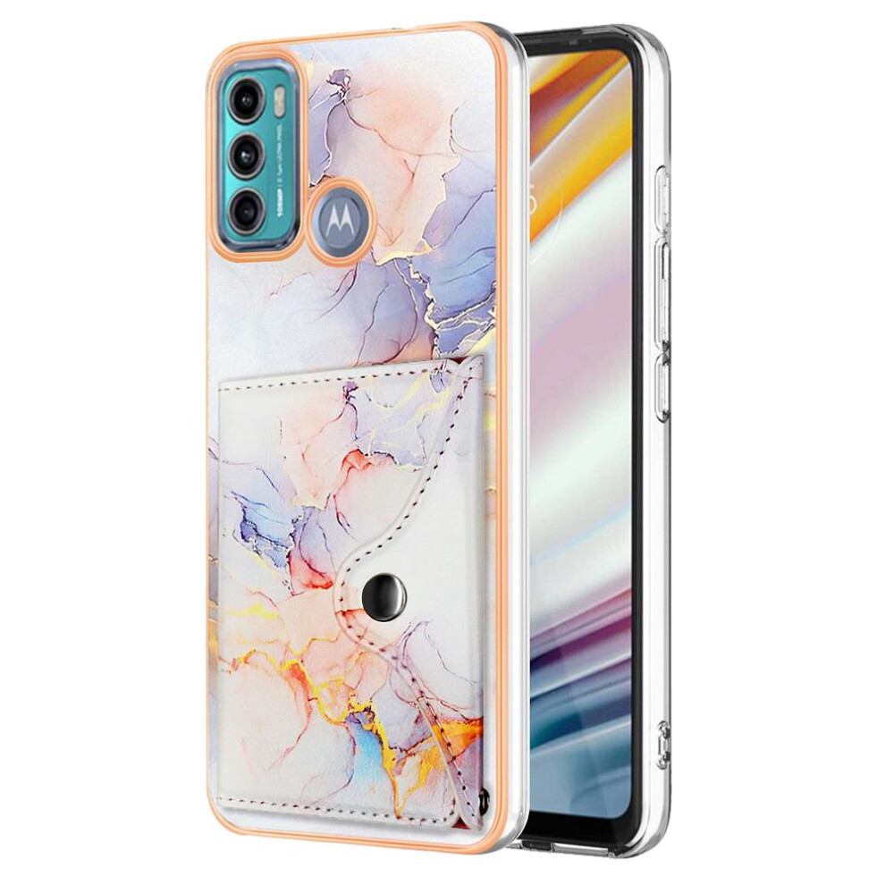 (White) Case For Motorola Moto G40 Fusion/G60 Soft Tpu Bumper Slim Wallet Card Slots Marble White 764762745325