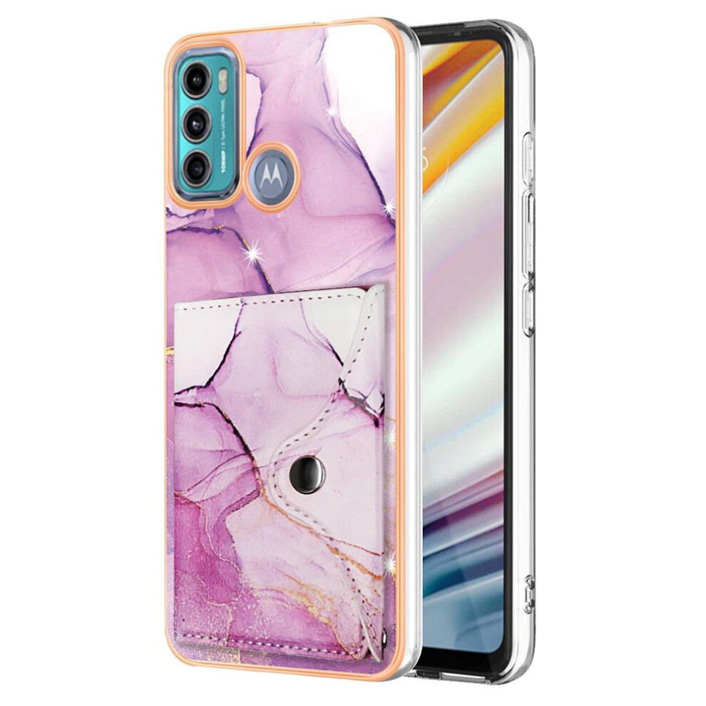 (Rose ) Case For Motorola Moto G40 Fusion/G60 Soft Tpu Bumper Slim Wallet Card Slots Marble Red 764762745332
