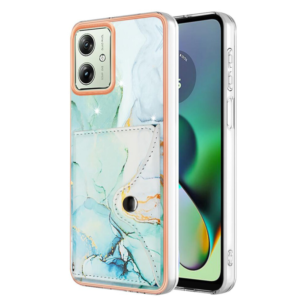 (Green) Case For Motorola Moto G54 Slim Wallet Marble Card Slots Soft Tpu Bumper Green 764762745417