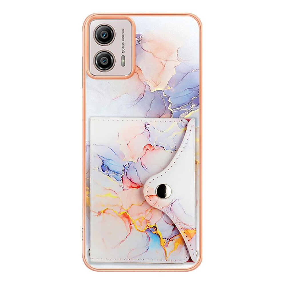 (White) Case For Motorola Moto G53 Slim Wallet Marble Card Slots Soft Tpu Bumper White 764762745424
