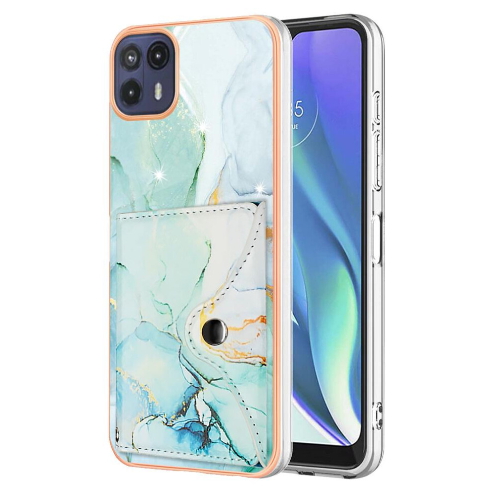(Green) Case For Motorola Moto G50 5G Card Slots Soft Tpu Bumper Slim Wallet Marble Green 764762745561