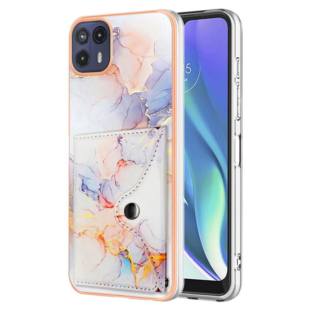 (White) Case For Motorola Moto G50 5G Card Slots Soft Tpu Bumper Slim Wallet Marble White 764762745523