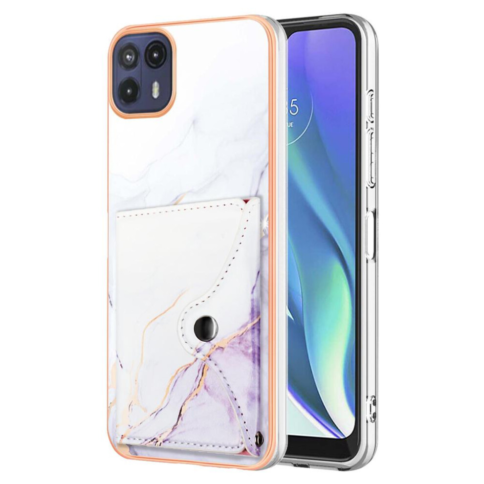 (Purple) Case For Motorola Moto G50 5G Card Slots Soft Tpu Bumper Slim Wallet Marble Purple 764762745554