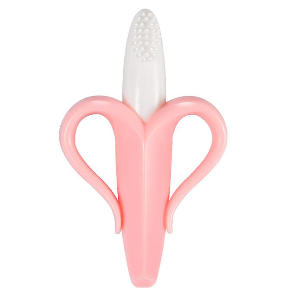(Pink) Banana Teether Baby Soft Silicone Teether Chew Toys Gifts Pink