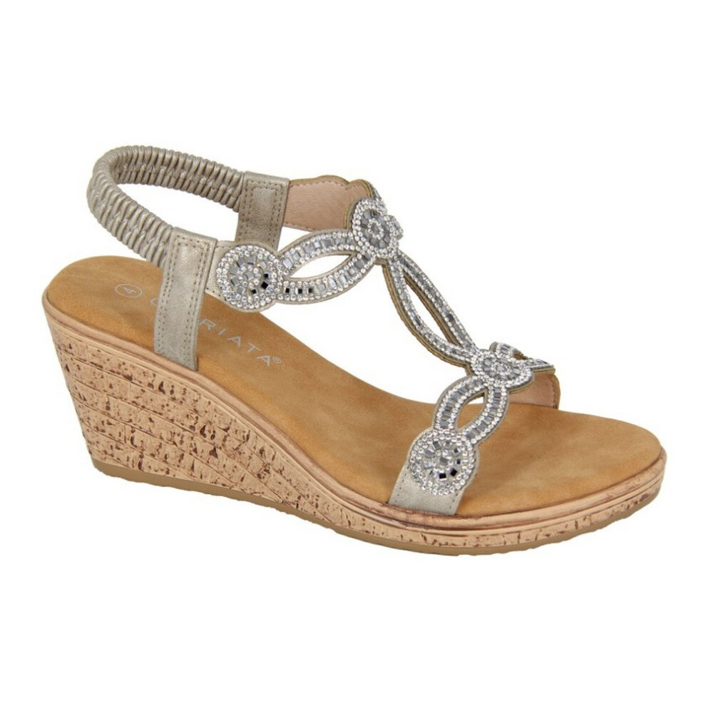(7 UK, Pewter) Cipriata Womens/Ladies Ora Jewelled Sandals