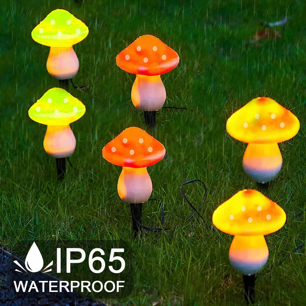 Solar Garden Ornaments 6 LED Mushroom Solar Lights Waterproof