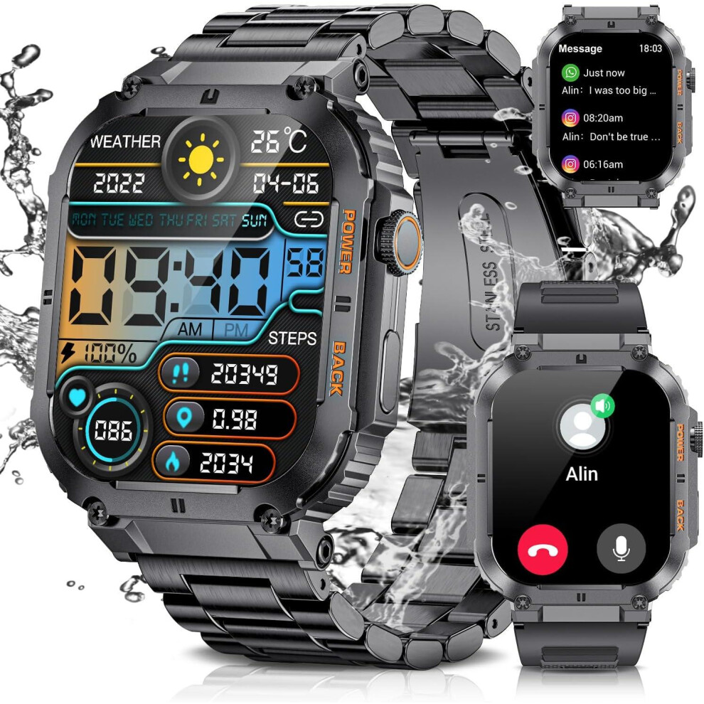Chronus Smart Watch(Answer/Dial Calls),1.96'' Hd Touch Screen,100+ Sports Modes,400 Mah Smartwatch With Heart Rate/Spo2/Blood Pressure 5Atm Waterproof 6976919853935