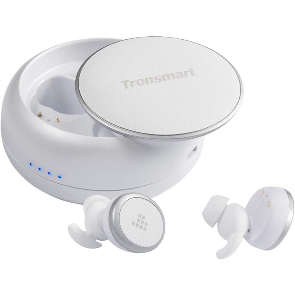 Tronsmart Wireless Bluetooth 5.0 Tws Sports Headphones: 2 Hours Playback, Charging Station, Mic, Compatible With All Bluetooth Devices [White] White