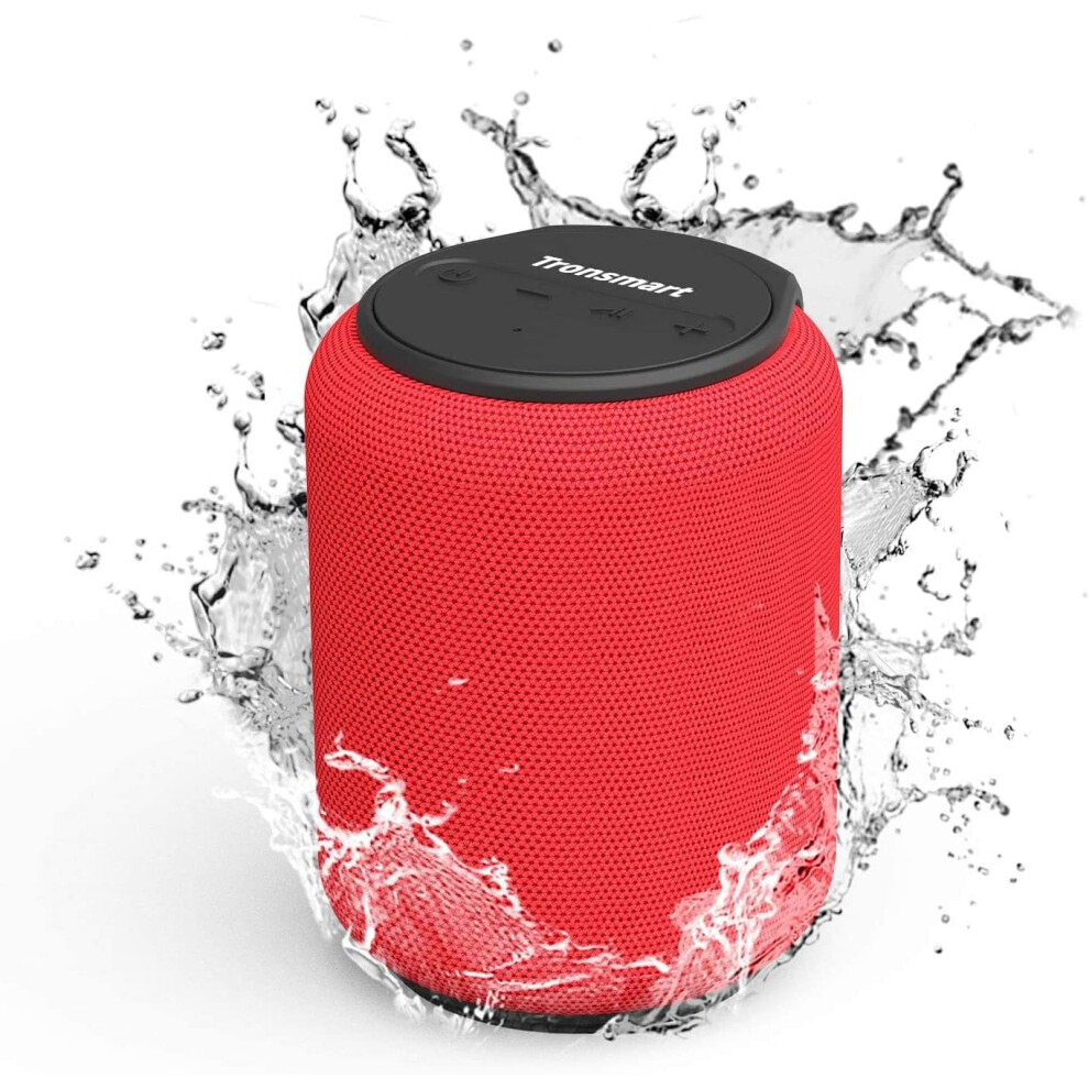 (RED) Tronsmart Bluetooth 5.0 Speaker T6 Mini 15W Portable Outdoor, 24 Hrs Playtime, 360Â° Stereo, Extra Bass, IPX6 Waterproof, TF/Micro SD, Voice Ass