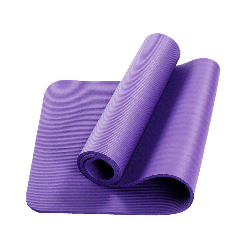 (Purple) Yoga Mat Exercise Mat Non Slip 60x180cm 10mm Thick