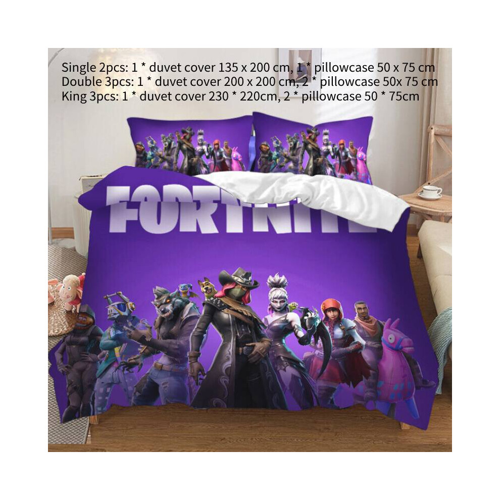 (Single) Game Fortnite Printing Single Double King Duvet Cover Home Furnishings Bedding