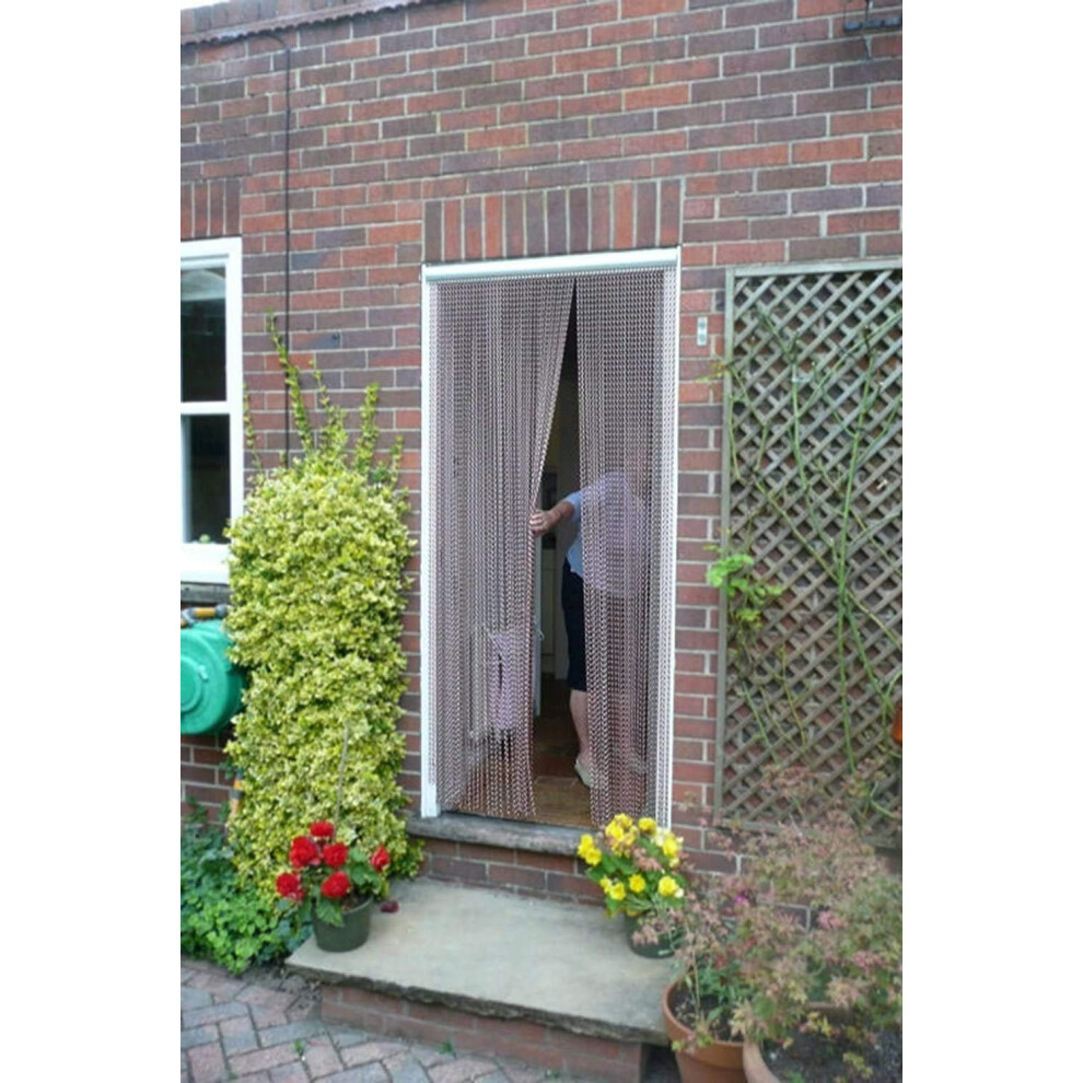 (90*200) 90cm x 200cm Premium Aluminum Anti-Fly Door Chain Door Curtains, Anti-Fly Screens Metal Insect Screen Shutters