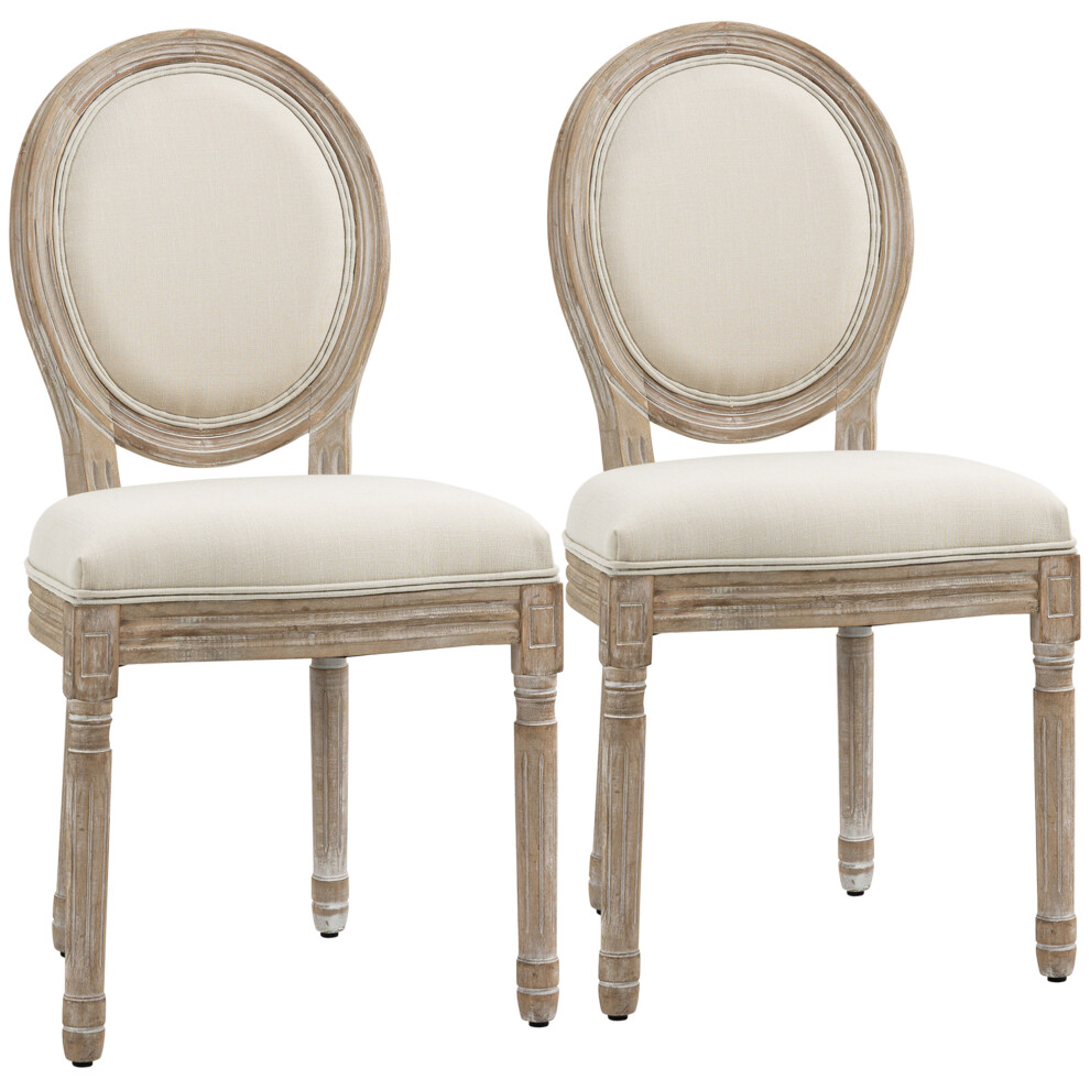 HOMCOM French-Style Dining Chairs Set Of 2 With Linen Upholstery, Backrest