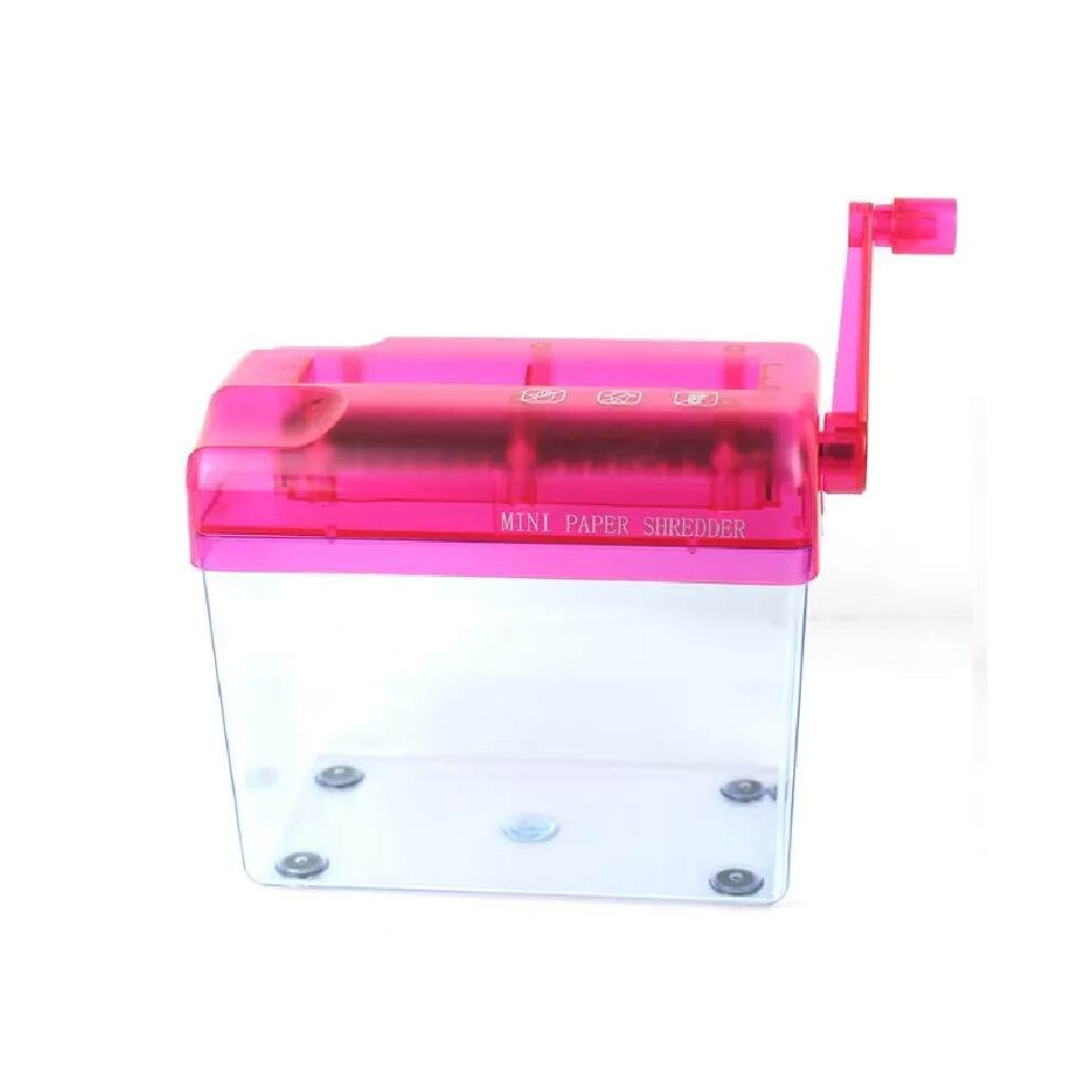 (Pink, 17*14*10cm/6.69*5.51*3.94in) Portable A6 A4 Paper Hand Shredder Home Office Lightweight Convenient Practical