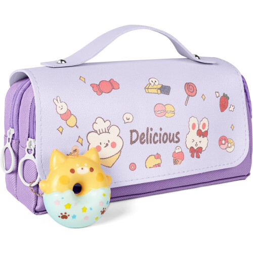 (Pink) Large capacity pencil case pressure release pencil case 1