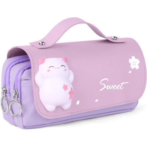 (Purple) Large capacity pencil case pressure release pencil case