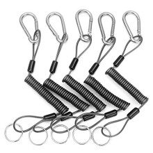 5Pcs 26cm Steel Plier Coil Tether Lanyard Secure Grip Retracting Tool