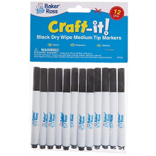 FX332 Erasable Pens Black Dry Wipe Markers for Teachers & School Whiteboards, Line width 2mm, Black, Pack of 12, Pieces