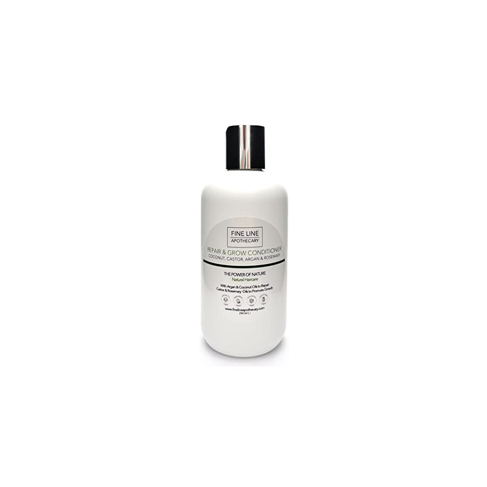 Fine Line Apothecary - Repair & Grow Conditioner - 99% Natural - Castor, Argan, Rosemary. No Sulfates/Parabens/Silicones, Ph 5.5, Sensitive Skin. 250Ml