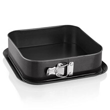 Grizzly 9x9in Square Springform Tin with Greblon B2+ Non-Stick, High Rim, Overflow Protection, 24x24 cm, Black (Model 4251487700747)
