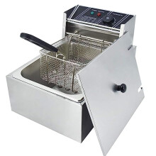 2500W 6L Electric Deep Fryer Single Tank Deep Fat Fryer Stainless Steel Chip Fryer with Lid Easy Clean Home and Commercial Use,UK plug