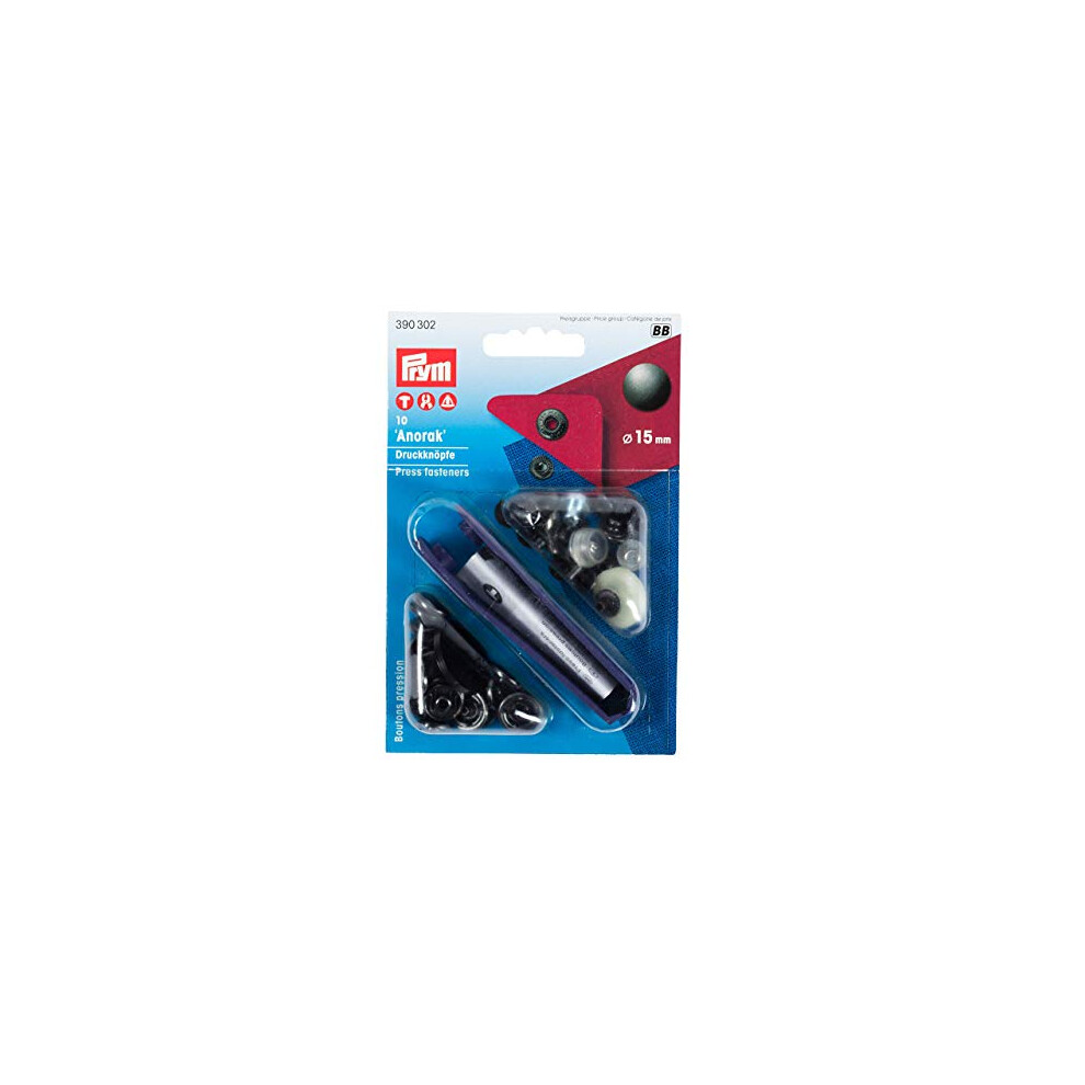 Prym Non-Sew Press Fastener, 15 Mm, Brüniert, 10 Stück Bronze