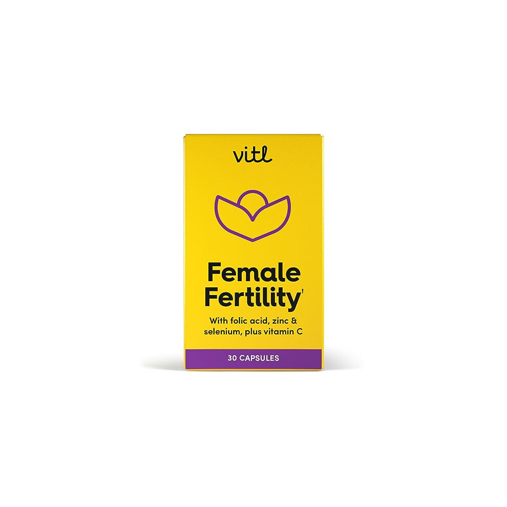 Vitl Female Fertility Supplement - 30 Vegan Capsules - Includes Folic Acid, Vitamin B12 & Zinc - Formulated With 17 Essential Nutrients & Vitamins