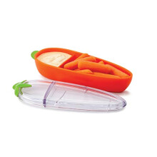 60044 Carrot, BPA Free, LFGB Approved, Sectioned Food Container for Snacks, ABS Plastic Styrene Acrylonitrile (SAN), Silicone, Orange