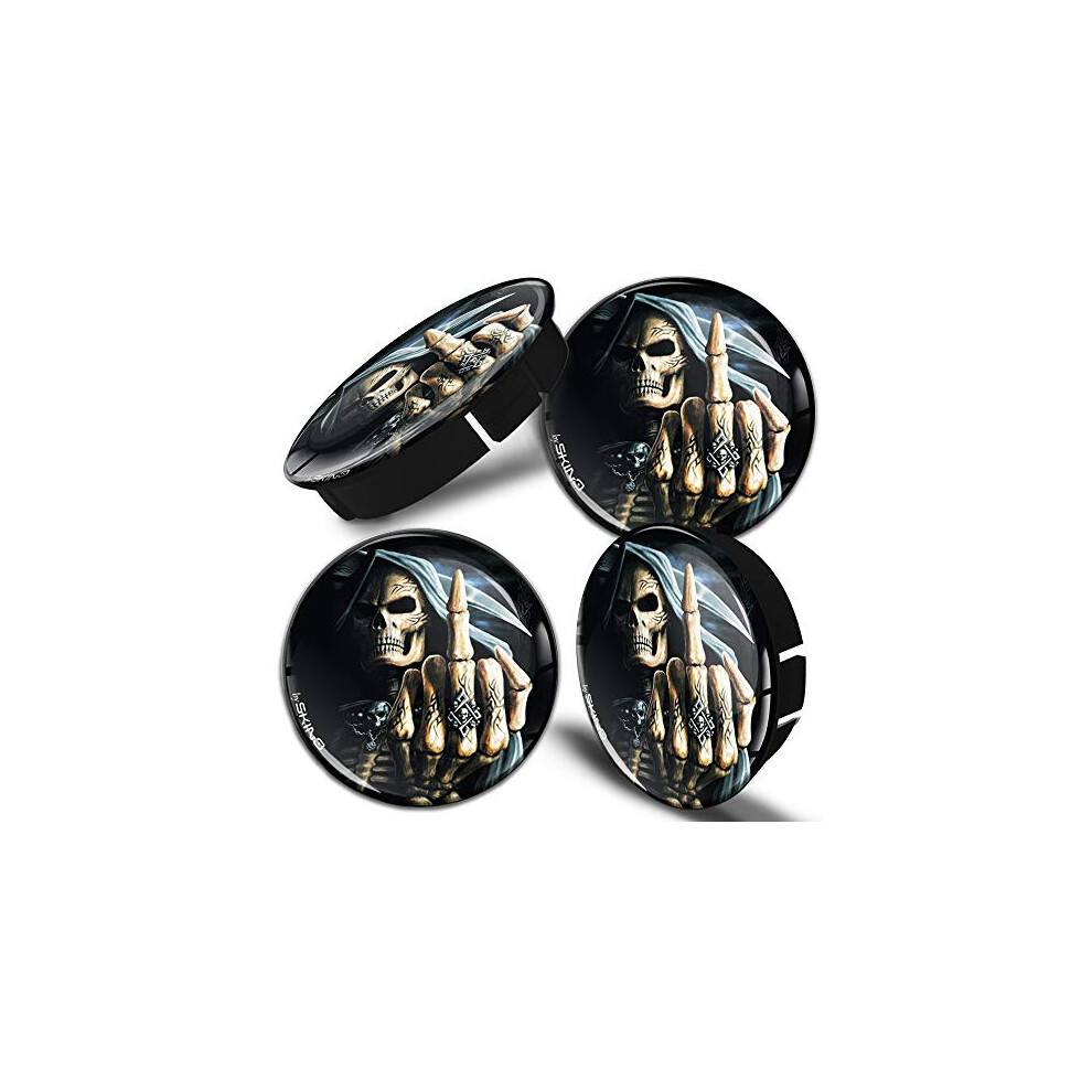 Skinoeu 4 X 60Mm 3D Gel Car Wheel Centre Universal Rims Hub Center Caps Vehicle Auto Tuning Emblem Middle Finger Skull C 25 9145546424369