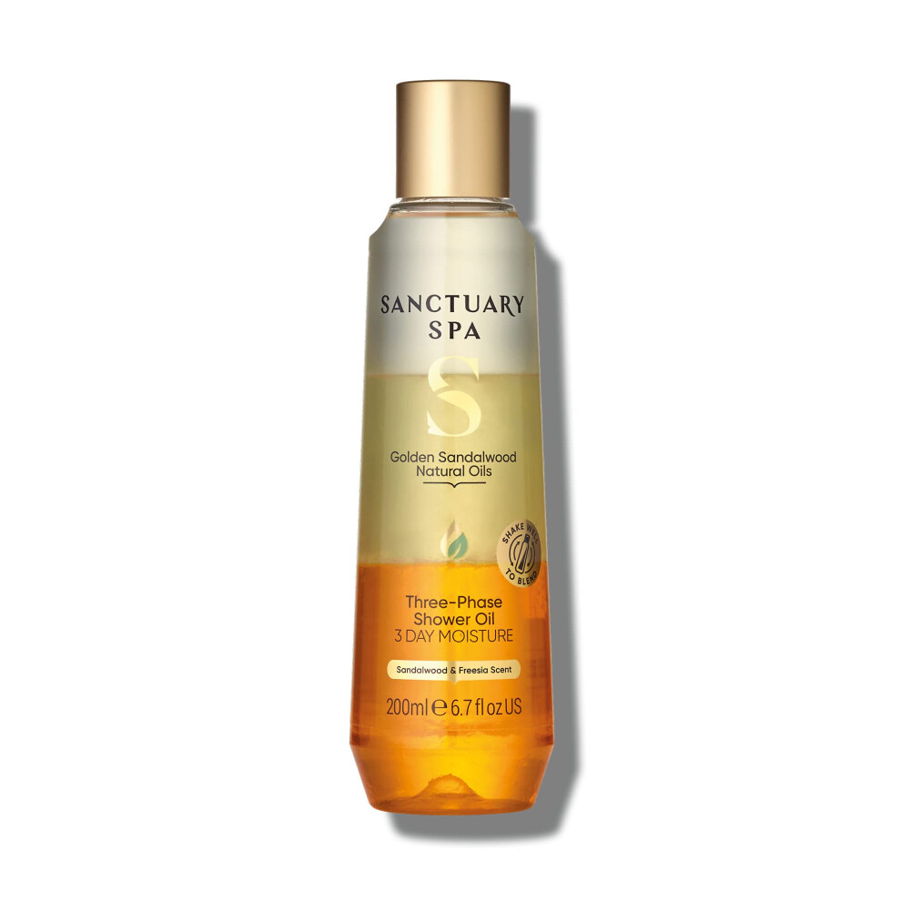 Golden Sandalwood Three-Phase Shower Oil, 3 Day Moisture, Mineral Oil Free, Cruelty Free & Vegan, 250ml